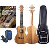 Plaschke Instruments ANIMA Zebrana Ukulele Concerto in legno zebrano - con custodia e metodo Ukulele, suono unico per principianti e avanzati