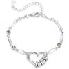 Grovjewfit Bracciale Personalizzato da Donna con Pietra natale: Bracciali da Donna con 2-4 Nomi Regolabile Regali per Mamma, Moglie, Fidanzata (3 Nome)