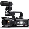 AUBEST Videocamera, Videocamera professionale 6K 60FPS for fotografia, streaming live WiFi 64MP, videocamere webcam Registratore Vlog con zoom digitale 18X(Standard)