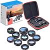 Helilyco Kit obiettivo fotocamera 10 in 1 per cellulare, con grandangolo Fisheye e macro telescopio CPL per la maggior parte degli smartphone, 198 HD ottica in vetro