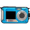 Hidyliu Fotocamera Digitale Resistente All'acqua da 2,7K 48MP, Fotocamera Subacquea a Doppio Schermo con Zoom Digitale 16X, per Snorkeling e Fotografia di Viaggio (Blu)
