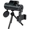 Ruiseawing Binocolo portatile ad alta potenza, 10 x 42, lente a prisma BAK4, monoculare compatto con monocolo con adattatore per smartphone e treppiede monoculare per bird watching, teatro, concerti