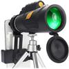 ERNZI Telescopio monoculare HD 12x50, telescopio portatile compatto impermeabile dotato di adattatore per smartphone e treppiede, utilizzato per escursionismo, caccia, visite turistiche