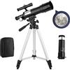 WANWEN Telescopio professionale per adulti, apertura 50 mm, lunghezza focale 360 mm, telescopi rifrattori portatili astronomici per bambini e principianti, con treppiede regolabile, 2 oculari, lente di