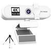 QUXVUIS Computer Webcam USB Online Meeting Conference Regolabile PC Camera Web Cam Videocamera Live Streaming Videochiamata, bianco, 4K