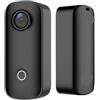BJdfgE C100 Plus Action Camera 4K 30M Impermeabile 2.4G WiFi Sport action cam casco da bicicletta moto(C100 Black)