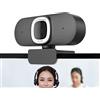 LEIYTFE Fotocamera HD 2K Per Computer, Autofocus USB Web Camera Con Microfono, Per Chiamare Conferenza Online, Streaming, Correzione Della Luce, Plug & Play(Black,With light)