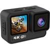 Andoer Action Cam 4K 60FPS24MP WiFi Action Camera 170° obiettivo grandangolare Dual Screen controllo touch 21M/69ft Custodia impermeabile con kit di accessori di montaggio per immersioni surf sci
