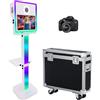 NEWESGOGO Macchina fotografica DSLR per selfie da 15,6, portatile, con touch screen, con luce RGB, per matrimoni, eventi, feste, cabina fotografica con custodia da volo (bianco, macchina + fotocamera)