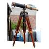 Nautical Replica Hub Telescopio in Ottone con Spyglass in Stile, con treppiede Unico in Legno, telescopio da scrivania, Decorazione Antica per la casa