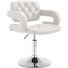 CLP Sedia Lounge Girevole Dublin in Similpelle I Poltroncina Design Chester Altezza Regolabile I Sedia con Braccioli Imbottita, Colore:Bianco