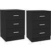 vidaXL 2X Comodini Moderni Eleganti Robusti con Cassetti Portaoggetti Armadietto Comò Cassettiera Versatile Nero 38x35x56 cm in Truciolato