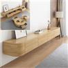 XDXINY Supporto TV Sospeso in Legno Massello per Soggiorno Casa - Tavolino Supporto TV 140, 160, 180, 200, 220, 240 cm, Diverse Dimensioni (Colore Legno, 240 x 20 x 24 cm)