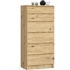Home Collective Cassettiera in artisan rovere con 6 ampi cassetti, larghezza 60 cm, altezza 130 cm, cassettiera camera da letto corridoio soggiorno organizer cassettiera credenza in legno