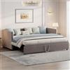 TEOSTWF Letto imbottito, singolo 90 x 200 cm, divano letto matrimoniale con letto estraibile, grigio, velluto