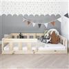 Skandi Hausbett Letto per Bambino 70x160 Legno Naturale - BAJO - Letto Bambino con Sponda e Barriera
