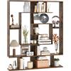 COSTWAY Libreria Scaffale Geometrico Spirale ad Angolo Retto a 7 Ripiani, Scaffale Espositivo in Legno Salvaspazio, Libreria per Camera da Letto, Soggiorno e Salotto, 125 x 22 x 150 cm (Marrone)