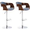 CLP Set 2 Sgabelli Rétro Kingston Con Braccioli I Sgabelli Bar Girevoli 360° In Stoffa E Legno I Sgabelli Alti Regolabili 63-77 CM, Colore:noce/blu