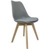 Marvin Sedia Lelia Polipropilene Con Gambe In Legno Seduta Cuscino Interno Sedie Di Design Moderno Per Cucina Sala Da Pranzo (Grigio/Naturale, 1)