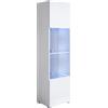 MB Muebles Bonitos, Vetrina Con Piedini 2cm Luke V6, LED, Melamina, Finitura Lucida, Bianco, 40x167x29cm