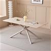 GrandCA HOME Tavolo da Pranzo Rettangolare, Tavolo da Cucina Moderno da 180 cm, Ampia Scrivania in MDF con Gambe in Metallo, per Sala da Pranzo, Soggiorno, Ufficio (Travertino Giallo)