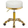 XCRFKGW Sgabello con Ruote Oro Rotondo Girevole Sedia, Regolabile 45-58 cm, Comodo PU Similpelle Sgabelli per Trucco, Ufficio, Estetista, Capacità Carico 400 Libbra (Bianco, Senza Schienale)