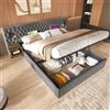 Kelodan Letto imbottito, set completo, 160 x 200 cm, camera da letto, letto matrimoniale con 2 comodini, testiera con funzione di ricarica USB, colore grigio, velluto (senza materasso)