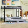KecDuey Letto a castello 90 x 200cm, letto con telaio in ferro, dotato di letto estraibile 90 x 190cm, letto per bambini con ringhiere alte, certificato EN747, costruzione robusta, telaio del letto in ferro