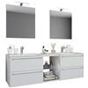 VCM Set di mobili da Bagno 3 Pezzi Doppio lavabo 2 lavabi Badinos XXL Bianco