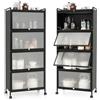 GIANTEX Credenza Cucina a 5 Livelli, Scaffale da Cucina in Piedi su Ruote, Mobile Cucina Dispensa con Ante in PC, con Protezione Antiribaltamento, 60 x 32 x 154 cm, 3 Colori (Nero)