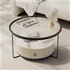 OAKVYNE Tavolino Da Salotto Rotondo In Vetro Temperato -Design Industriale Con Struttura In Ferro - Per Soggiorno, Balcone O Ufficio, Facile Da Montare(Black-A,70CM/27.5)