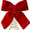 Tuxuseo Punta per albero di Natale con fiocco di velluto, decorazione festiva per casa, interni, esterni e stile country