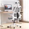 XUEGW Sedia da Ufficio Ergonomica - Grigio | Sedia da Scrivania Regolabile con Schienale Alto in Rete,Supporto Lombare,Braccioli Ribaltabili | Per Ufficio Domestico,Gaming,Studio