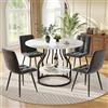 Huayz Set da pranzo da 5 pezzi, tavolo da pranzo rotondo da 80 cm, 4 sedie da pranzo, tavolo e 4 sedie per cucina, soggiorno, balcone, ristorante, ufficio, gambe in metallo, piano in marmo MDF (nero)