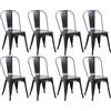 JZGORC Set di 8 Sedie da Pranzo in Stile Industriale Retrò, Aspetto Metallo, Design Impilabile, Sedie per Ristoranti, Bistrot, Caffè, Matrimoni in Giardino - Nero