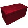 Russo Tessuti Pouf Panca Contenitore Scatola Pieghevole Effetto Vellutato Velluto Velvet-Bordeaux