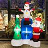 COSTWAY Gonfiabili Natalizi da 185 cm, Cassetta Postale Illuminata Babbo Natale Pupazzo di Neve Albero di Natale con Luci LED Incorporate, Decorazione Natalizia Gonfiabile per Interni ed Esterni