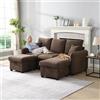 Zepneiy Divano ad angolo multifunzione Zepneiy, a 3 posti a U, con cassetti portaoggetti e poggiapiedi di stoccaggio, funzione letto modulabile e rimovibile, tessuto ciniglia marrone