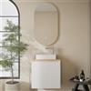 Planetmöbel Set mobili da bagno Lavabo con mobile sottolavabo 56 x 55 x 30 cm bianco e rovere dorato, specchio da bagno con illuminazione, 50,7 x 90,7 cm, senza cornice, ovale, 2 livelli illuminazione