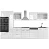 Vicco Cucina componibile R-Line, Bianco lucido/bianco, 350 cm con armadio alto, PL Marmo, adatto per disposizione e ampliamento personalizzati