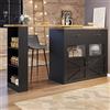 TIZZ Tavolo da bar allungabile con vano portaoggetti, girevole a 360°, moderno tavolo da bar mobile, tavolo alto da cucina, tavolo da bistrot, credenza con ripiani, nero, 138-204 x 39 x 104 cm