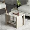 HOMIDEA Boss Tavolino Moderno con Ripiano, 60x45x43,6 cm - Tavolino Beige-Travertino