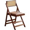 Generic Sedia da pranzo pieghevole in rattan, design pieghevole con accento in bambù, non richiede montaggio, ideale per patio, soggiorno, cucina, sala lettura