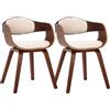 CLP Set 2 sedie Kingston ergonomiche, schienale imbottito, similpelle e legno, portata max 150 kg, Colore:noce/crema