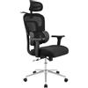 CLP Sedia ergonomica con poggiatesta Lothenda, Regolabile in Altezza con Supporto Lombare, braccioli 3D, Sedia Girevole Fino a 150 kg, Colore:Nero