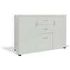 Bissolo Casa Credenza 120x40 H. 82,5 Rovere Sbiancato, 4 Ante e Cassetti, Camera da Letto