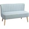 HOMCOM Divano 2 Posti in Tessuto Effetto Lino Senza Braccioli Design a Righe, Divanetto 2 Posti Imbottito Salvaspazio Moderno con Gambe in Caucciù per Soggiorno Salotto, 117x56.5x77 cm, Celeste