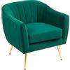 HOMCOM Poltrona da Salotto Imbottita con Braccioli e Schienale, Design Moderno, Gambe in Metallo (71x72x73 cm) Verde