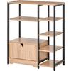 HOMCOM Scaffale per Libri con Vari Ripiani Aperti e 1 Armadio a Doppia Porta libreria di archiviazione per Ufficio Salone 80 x 35 x 97 cm Legno Naturale