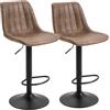 HOMCOM Set 2 Sgabelli da Bar in Stile Industriale Marrone | Sgabelli Cucina con Schienale, Microfibra, Poggiapiedi, Altezza Regolabile